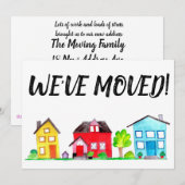 Farbige Aquarellhäuser Neue Adresskarte Ankündigung (Vorne/Hinten)