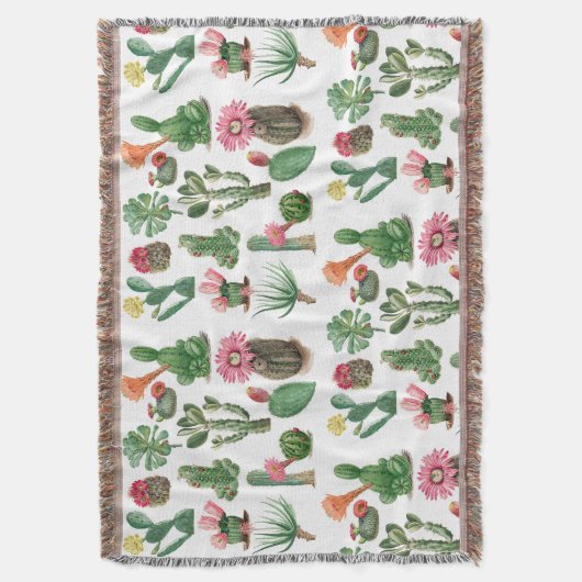 Farbige Aquarellkaktus und Sukkulenten Blume Decke (Vorderseite Vertikal)