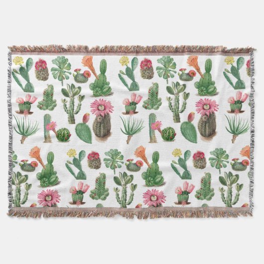 Farbige Aquarellkaktus und Sukkulenten Blume Decke (Vorderseite)