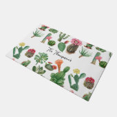 Farbige Aquarellkaktus und Sukkulenten Blume Fußmatte (Schrägansicht)