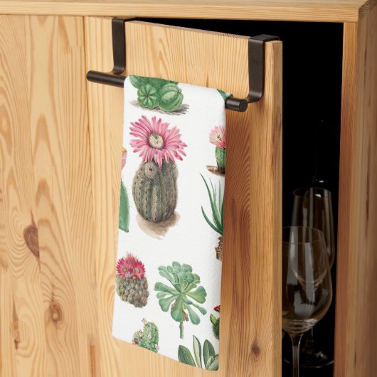 Farbige Aquarellkaktus und Sukkulenten Blume Geschirrtuch (Drittel gefaltet)