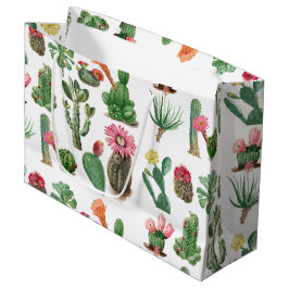 Farbige Aquarellkaktus und Sukkulenten Blume Große Geschenktüte