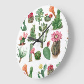 Farbige Aquarellkaktus und Sukkulenten Blume Große Wanduhr (Winkel)