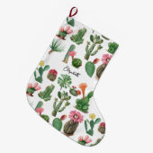 Farbige Aquarellkaktus und Sukkulenten Blume Großer Weihnachtsstrumpf (Vorderansicht (hängend))