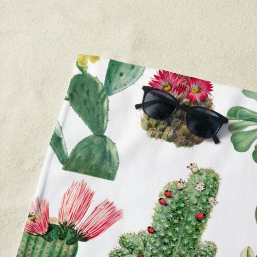 Farbige Aquarellkaktus und Sukkulenten Blume Strandtuch (Beispiel)