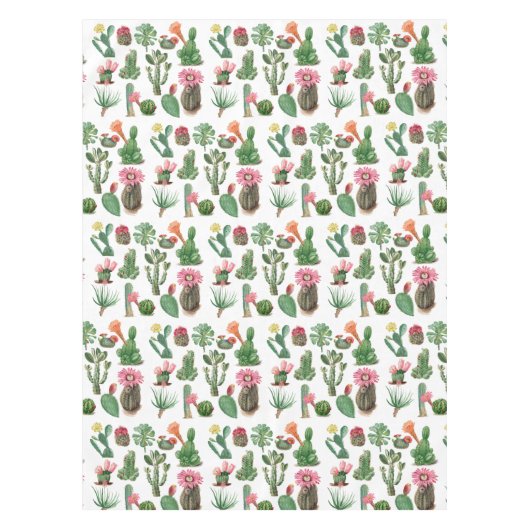 Farbige Aquarellkaktus und Sukkulenten Blume Tischdecke (Vorderseite)