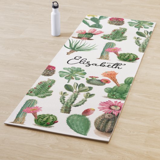 Farbige Aquarellkaktus und Sukkulenten Blume Yogamatte (Beispiel)