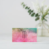 Farbige Aquarelltextur mit Monogramm Visitenkarte (Stehend Vorderseite)