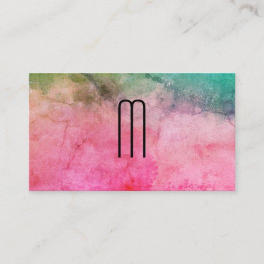Farbige Aquarelltextur mit Monogramm Visitenkarte (Vorderseite)