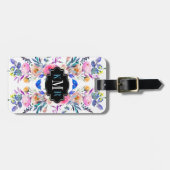 Farbige Aquarelltöne Blumendesign Monogram Gepäckanhänger (Vorderseite horizontal)