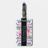 Farbige Aquarelltöne Blumendesign Monogram Gepäckanhänger (Rückseite vertikal)