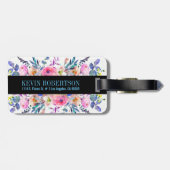 Farbige Aquarelltöne Blumendesign Monogram Gepäckanhänger (Rückseite horizontal)