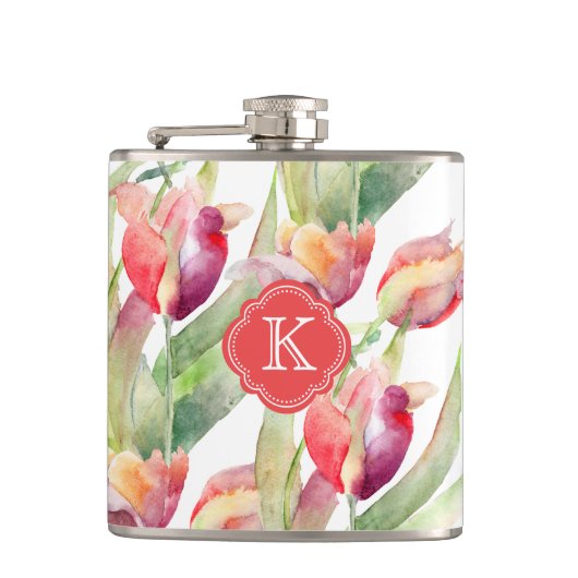 Farbige Aquarelltücher mit Monogramm Flachmann (Vorderseite)