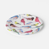 Farbige Aquarellvögel in Multicolor Pappteller (Schrägansicht)