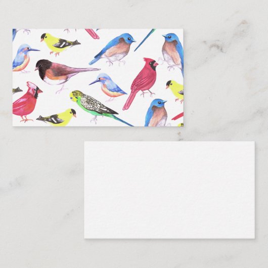 Farbige Aquarellvögel in Multicolor Visitenkarte (Vorne/Hinten)