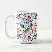 Farbige Aquarellvögel und Blume Kaffeetasse (Links)