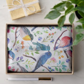 Farbige Aquarellvögel und Blume Seidenpapier (Geschenk)