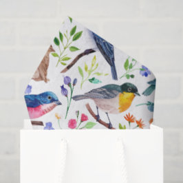 Farbige Aquarellvögel und Blume Seidenpapier