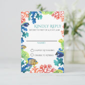 Farbige Aquarium-Reaktionskarte RSVP Karte (Stehend Vorderseite)