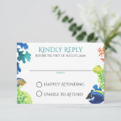 Farbige Aquarium-Reaktionskarte RSVP Karte (Stehend Vorderseite)