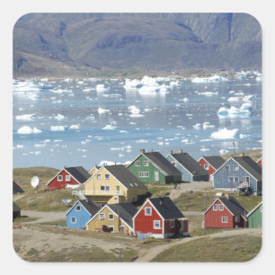 Farbige Architektur der Stadt, Narsaq, Quadratischer Aufkleber