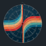 Farbige Arkaden im Retrostil Dartscheibe<br><div class="desc">Doppelbögen im Retrostil geometrische Musterdarstellung mit türkisfarbenem,  blauem,  rotem und beigefarbenem Streifen auf dunkelblauem Hintergrund.</div>