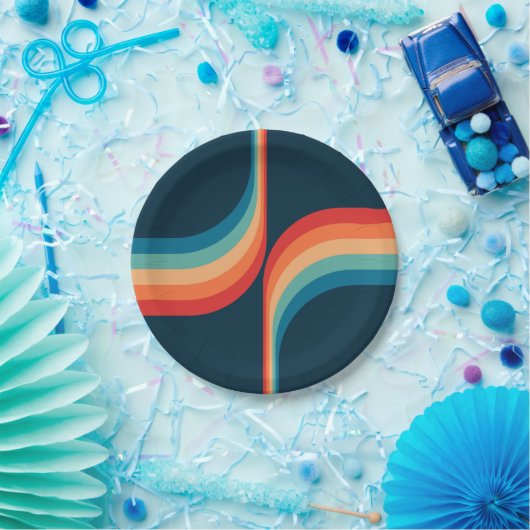 Farbige Arkaden im Retrostil Pappteller (Party)