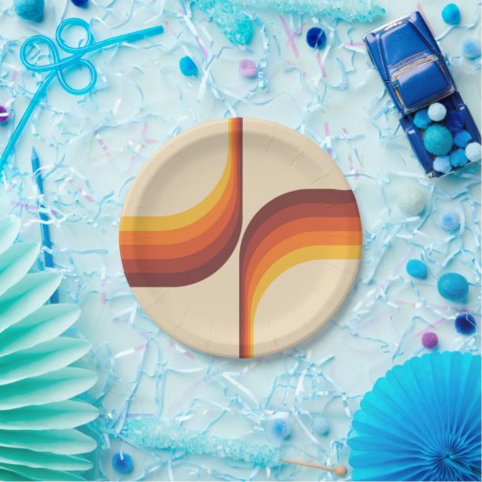 Farbige Arkaden im Retrostil Pappteller (Party)