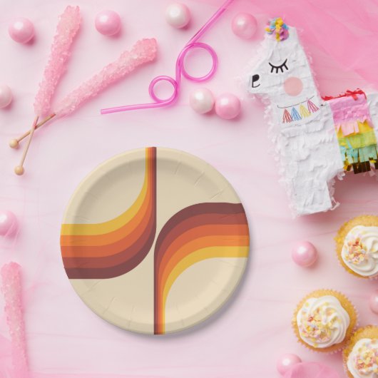 Farbige Arkaden im Retrostil Pappteller (Party)