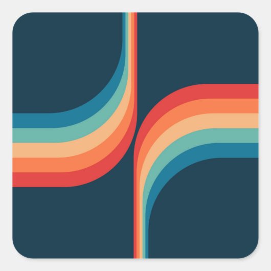 Farbige Arkaden im Retrostil Quadratischer Aufkleber (Vorderseite)