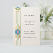 Farbige Art Deco Save The Date (Stehend Vorderseite)