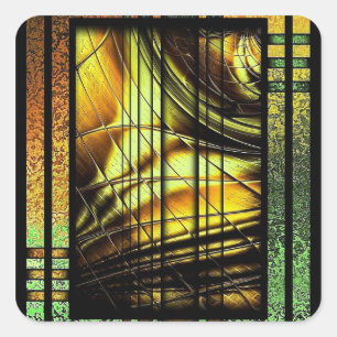 Farbige Art Deco Stil Design Quadratischer Aufkleber