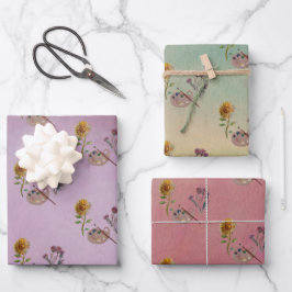 FARBIGE ART PALLET-BLUME GESCHENKPAPIER SET