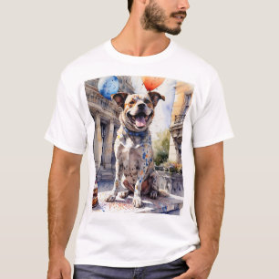 Farbige auffallende glückliche Hund T-Shirt