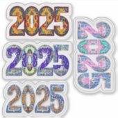 Farbige Aufkleber 2025, Sticker für neue Jahre, (Vorderseite)