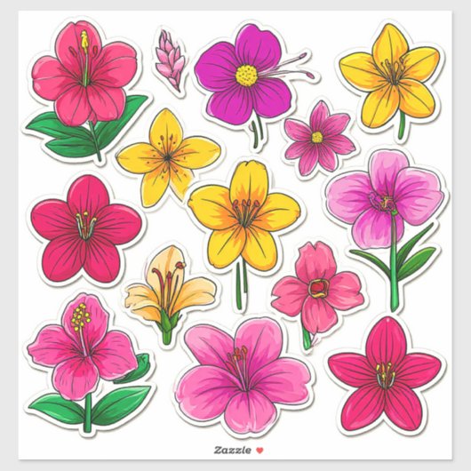 Farbige Aufkleber für die Blume von Cartoon (Blatt)