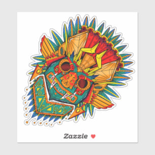 Farbige Aufkleber mit Tiki-Maske