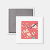 Farbige Ausdrucksstarke Digitale Kunstillustration Magnet (Vorderseite/Rückseite)