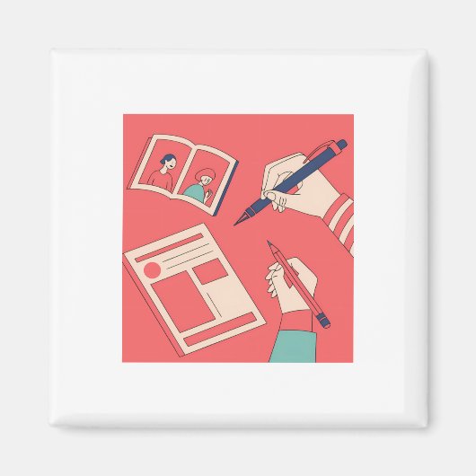 Farbige Ausdrucksstarke Digitale Kunstillustration Magnet (Vorne)