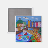 Farbige Aussicht auf Tenby Magnet (Vorderseite/Rückseite)