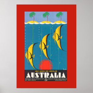 Farbige australische Fisch-Reiseposter Poster