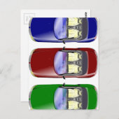 Farbige Autos Postkarte (Vorne/Hinten)