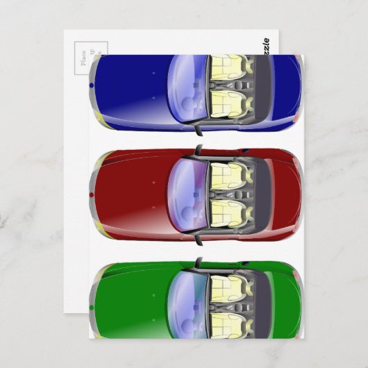 Farbige Autos Postkarte (Vorne/Hinten)