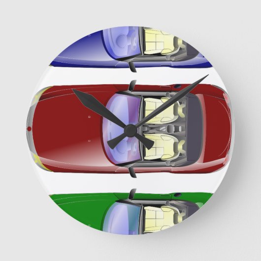 Farbige Autos Runde Wanduhr (Vorderseite)