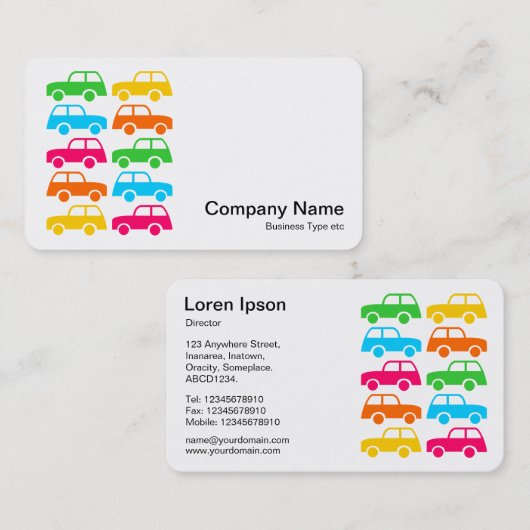 Farbige Autos Visitenkarte (Vorne/Hinten)