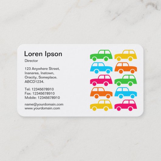 Farbige Autos Visitenkarte (Rückseite)