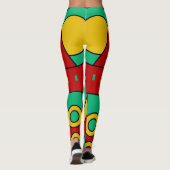 farbige aztec tiki Maske Leggings (Rückseite)
