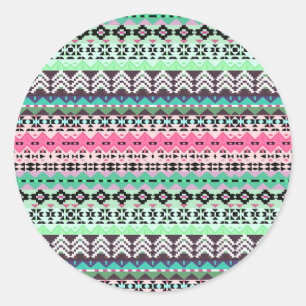 Farbige Azteken-Muster-Design Runder Aufkleber