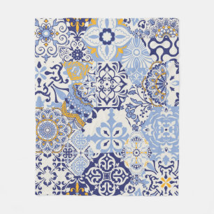 Farbige Azulejos-Fliesen: handgezeichnet Muster. Fleecedecke