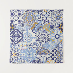 Farbige Azulejos-Fliesen: handgezeichnet Muster. Wandteppich